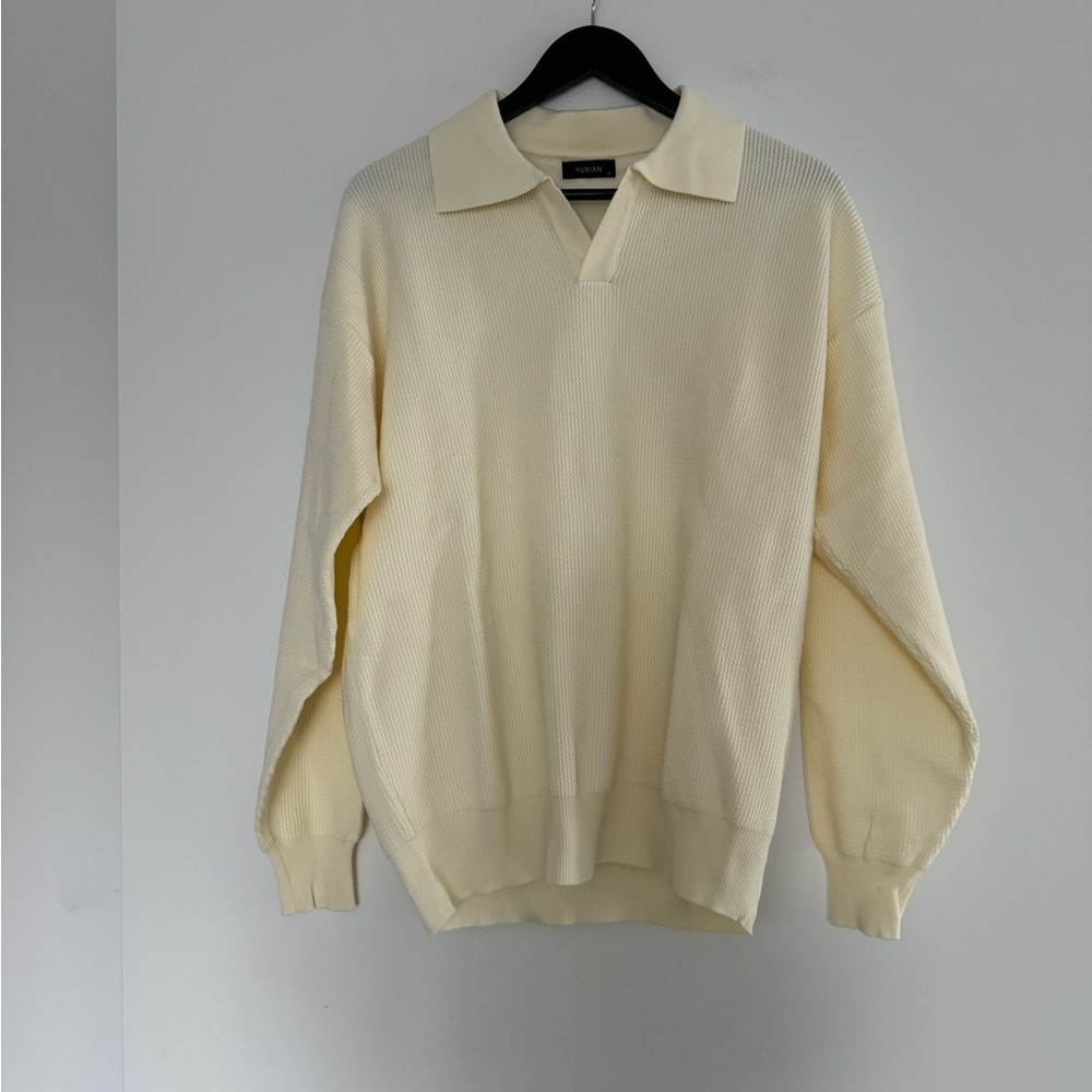 Yuxian Waffle Knit Collar Pullover